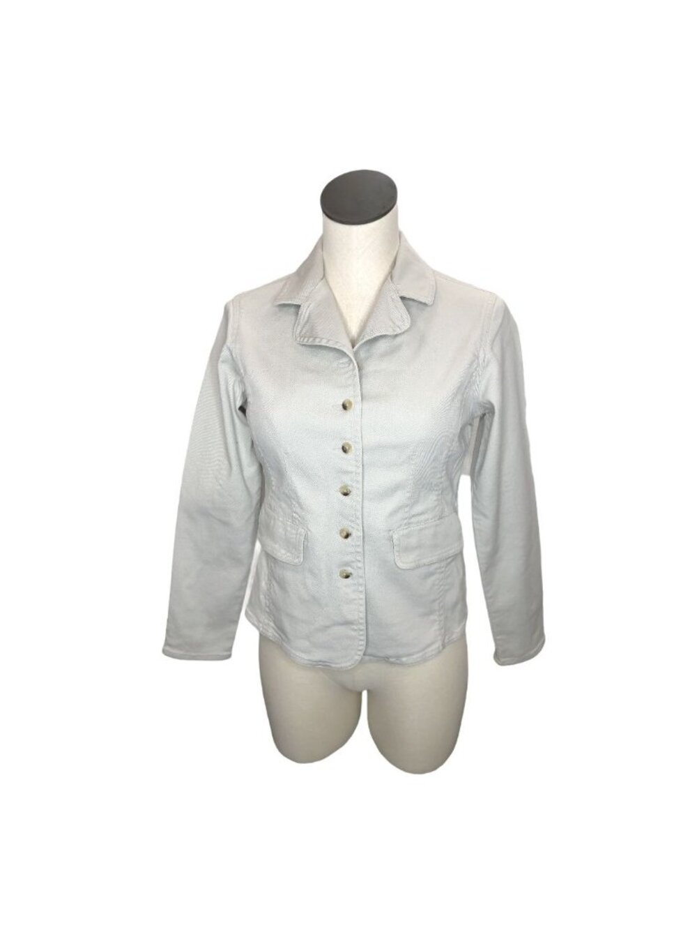 Relativity Womens Jacket Small Petite White Denim Button Up Pockets
